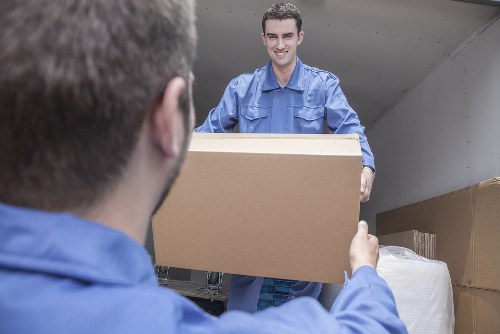 Removal van team preparing equipment before a safe move