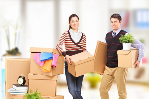 Local movers organizing items during a Shoreditch relocation