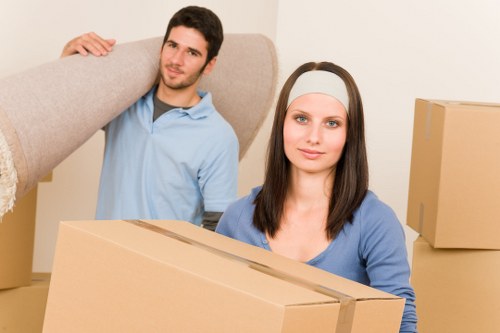 Safe and organised moving team with protective equipment