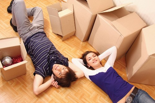 Boxes and reusable furniture prepared for charity donation